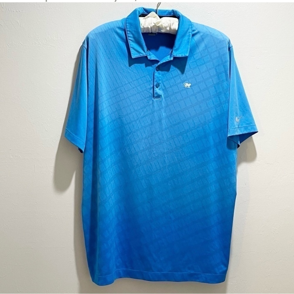 NIKE GOLF Men’s Blue Textured Ombré BREATHE DRI-FIT Polo Griffin Embroidery XXL